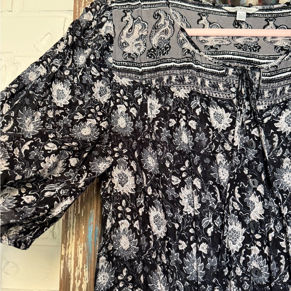 Lucky Brand Black and White Floral Dress - Picture 2 of 3